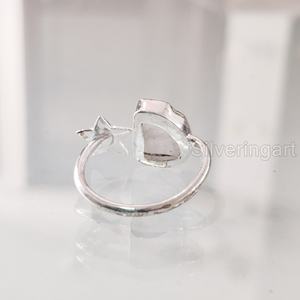 Bijoux en pierre brute bague pour femme pierre de lune arc-en-ciel naturelle pierre précieuse juin pierre de naissance étoile bague réglable bague en argent Sterling 925 - Product Image 5
