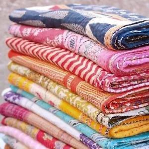 100% edredón de algodón Kantha Vintage orgánico 55*85 pulgadas hecho a mano India Lino lanza suave cómodo 100% mantas orgánicas portátiles - Product Image 4
