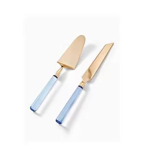 Juego para servir pasteles hecho a mano para uso en fiestas de bodas Juego de cuchillos para servidor BrassPizza con mango esmaltado - Product Image 6