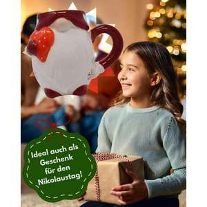 Taza de Gres Elf 3D Roja y Blanca de 600ml, Diseño Europeo Moderno y Creativo con Tapa Clásica y Boquilla, Modelo ODM, Novedad en Stock, Regalo Original - Product Image 3