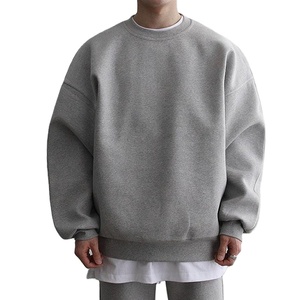 Nueva sudadera gruesa de cuello redondo, estilo oversized y corte cropped, con logo personalizado, 500 g/m², cuello simulado, sudadera con capucha de algodón para hombre - Product Image 2