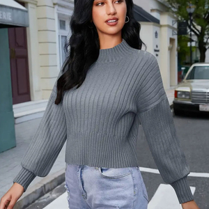 Pull en cachemire chaud pour femmes avec col rond anti-boulochage et motif de manches en tricot torsadé Confort quotidien - Product Image 4