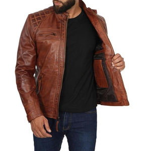 Service OEM, logo personnalisé, veste de moto d'hiver pour homme, cuir, col rond, coupe-vent, manteau chaud, qualité supérieure - Product Image 4