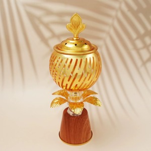 Brûleur d'encens rond en or écologique de qualité supérieure pour la décoration de la maison et des hôtels, Bakhoor arabe - Product Image 4