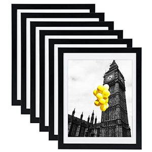 BSRHOME Juego de 6 Marcos <span class=keywords><strong>Rectangulares</strong></span> para Fotos de 12x16, MDF, para Exhibir Fotos de 11x14, con Paspartú de 12x16, para Mesa o Pared, Color Negro - Product Image 1