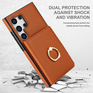 Étui portefeuille en cuir PU premium avec protection RFID et support anneau pour Samsung S25 Ultra, antichoc et vision multi-angle - Product Image 1
