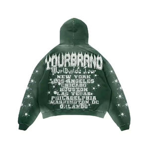 Streetwear personnalisé Sweat à capuche vintage et pantalon de survêtement évasé Jogger 2 pièces survêtements pour hommes délavés à l'acide avec impression Dtg - Product Image 6