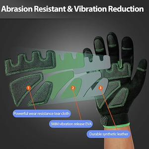 Gants de travail en cuir synthétique robuste avec protection contre les chocs à LED Gants de mécanicien pour feux de circulation avec écran tactile - Product Image 3
