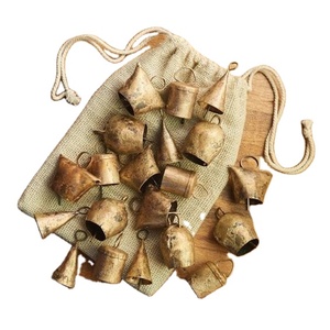 Farmhouse Metal Jingle Bells New Design Small Antique Patina Brass Christmas <b>Tree</b> Decoration with Hanging Rope Bells - Product Image 1