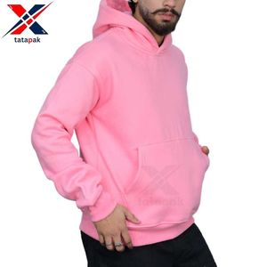 Sweats à capuche doublés en polaire personnalisés pour hommes 350G Automne Hiver Couleur unie Surdimensionné Tricoté Écologique Anti-boulochage 100% coton Puff - Product Image 1