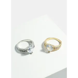 Anello Trendy A3shop a Forma di Cuore Placcato Oro in Acciaio Inossidabile e Lega con Gemma, Rame Placcato Oro 18K con Intarsio - Product Image 2