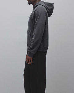 Sudadera con capucha y cremallera de peso medio de algodón y poliéster duradero para hombre, sudadera informal transpirable cálida de Indemand con logotipo personalizado - Product Image 4