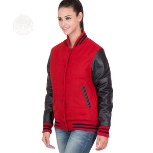 แจ็กเก็ตทีมโรงเรียนของผู้หญิงแจ็กเก็ตมหาวิทยาลัยมีขนาดและสีทอแขนหนัง - Product Image 6