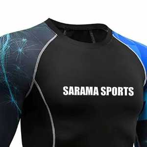 เสื้อรัดกล้ามเนื้อ MMA แบบขายส่งสำหรับผู้ชาย คุณภาพสูง ผลิตจากโพลีเอสเตอร์ แขนยาว สีและโลโก้ตามสั่ง - Product Image 3