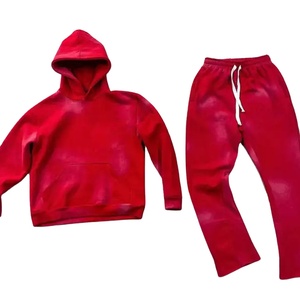 Conjunto Deportivo Personalizado Extra Grande Rojo para Hombre, Sudadera con Capucha y Pantalones de Felpa Gruesa, Ropa Deportiva Unisex - Product Image 1