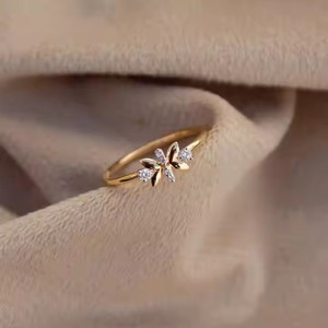 18K Solid <b>Gold</b> Designer <b>Ring</b> Diamond Jewelry For Gift Six Lab Grown Diamond <b>Dainty</b> <b>Gold</b> <b>Ring</b> Promise <b>Ring</b> For Girlfriend - Product Image 6