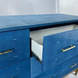 Commode et table de chevet moderne pliable, convertible et extensible avec 6 tiroirs en tissu imitation peau de requin - Product Image 3