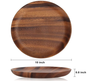 Ensemble de 6 à 10 pièces, assiettes rondes en bois peintes à la main, faciles à nettoyer, non toxiques, non facilement cassables, pour servir des collations lors de fêtes - Product Image 6