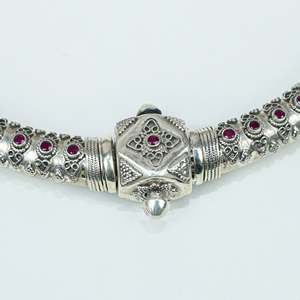 Tridha Fine Chokers <b>Necklaces</b> <b>Ruby</b> and Rawa Work 925 Silver Hasli - Product Image 3