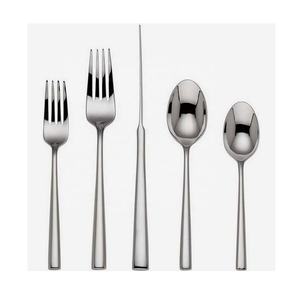 Venta caliente espejo pulido mate negro Acero inoxidable extremo Rectangular mango tenedor cuchara conjunto nuevo diseño Plata Mate acabado mango - Product Image 1