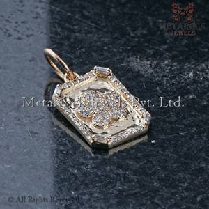 เพชรปูจี้ของแข็ง14พันสีเหลืองทองดอกไม้จี้เครื่องประดับ Banguette ตัดจี้ทองขายส่ง - Product Image 3