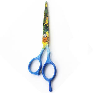 Ciseaux de coiffeur enduits de papier de fleur ciseaux de salon de coiffeur allemands d'acier inoxydable avec le silencieux et le repos de doigt - Product Image 4