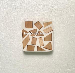 Posavasos de resina y madera Zidzag, alfombrillas de resina de madera, almohadillas redondas para el hogar, Hotel, resina epoxi redonda natural, accesorios de cocina de madera de acacia - Product Image 3