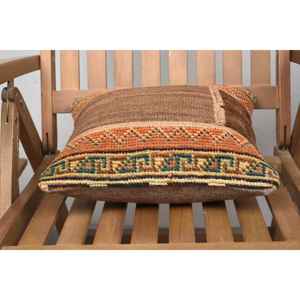 Brown Wool Kilim 14x14 Inch Luxury <b>Throw</b> <b>Pillow</b> Woven with Vintage Pattern Fluffy Plant and Leaf Design for Kitchen Decor - Product Image 5