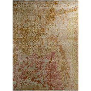 Alfombras de Lana y Seda de Bambú Anudadas a Mano del Lejano Oriente, Rojas y Naranjas con Diseño Floral, para Sala de Estar, Pasillo, Alfombra Rectangular Hecha a Mano-Skwb-32 - Product Image 1