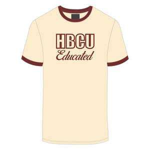 HBCU hombres educados Chenille contraste Trim Ringer camiseta Neutral con letras bordadas granate algodón suave ropa universitaria - Product Image 2
