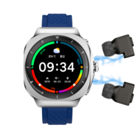Jam Tangan Pintar 2-in-1 dengan Earbud TWS GPS NFC Layar Bulat 3D Monitor Detak Jantung Tekanan Darah Oksigen Darah untuk Android IOS