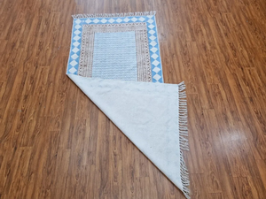 Tapis en coton imprimé bloc de main bohème écologique Style marocain anti-dérapant tufté tissage plat pour salon lavable à la main - Product Image 3