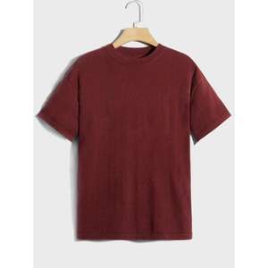 เสื้อยืดลำลองสีน้ำเงินเข้มของผู้ชายเสื้อยืดทรงพอดีตัวปกติเสื้อยืดสีพื้นซักได้ครึ่งแขนทนทานดีที่สุดผลิตในอินเดีย - Product Image 2