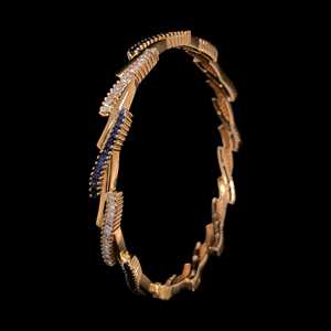 Elegant Sandra 18Kt Yellow <b>Gold</b> 2.26 Cts Gemstone Diamond Bangle <b>Bracelet</b> with BIS Hallmarked Certification - Product Image 1