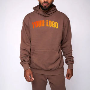 Venta al por mayor de encargo de los hombres de gran tamaño pulóver con capucha bordado Puff impresión Logo 100% algodón peso pesado sudaderas con capucha en blanco para los hombres - Product Image 4