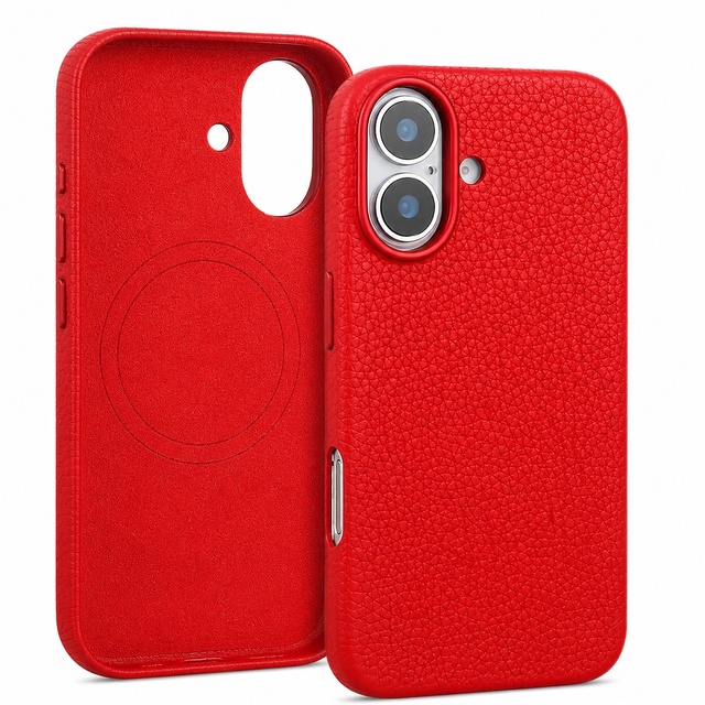 Colorful Genuine Leather Phone Case for iPhone 17 Series Magnetic Shockproof Cover Custom Logo