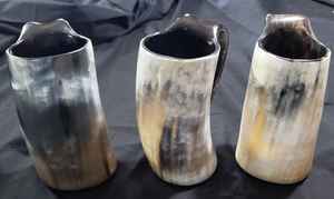 Ensemble de tasses en corne de buffle polie Finition naturelle sculptée Corne de boeuf Viking Tasses à boire Animal religieux nautique par artisanat en croissant - Product Image 3