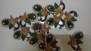 Traditional Beaded Peacock-Shaped Stone Patches for Bridal Gowns Sarees <b>Wedding</b> Dresses Peacock Style Mesh Fabric <b>Accessory</b> - Product Image 4