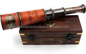 กล้องส่องทางไกลโบราณขนาด 15 นิ้ว ทำจากทองเหลือง พร้อมด้ามจับหนังและกล่องของขวัญไม้ สำหรับนักสะสมและตกแต่ง - Product Image 2