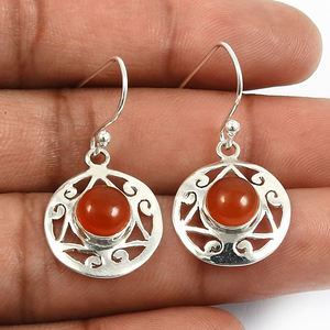 ต่างหูโกเมนสีแดงธรรมชาติทำจากเงินแท้ของ925ต่างหูแบบคลาสสิกทรงกลมแบบห้อยสำหรับผู้หญิงเด็กผู้หญิง - Product Image 5