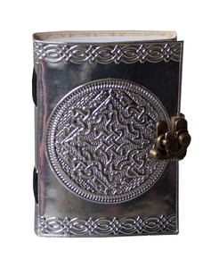 Leather <b>Journal</b> Silver Foil Paper Cover Knot <b>Writing</b> Notebook Handmade Leather Daily Notepads For Unisex Blank Paper - Product Image 1