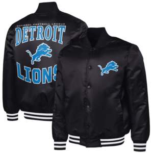 Chaqueta Varsity Personalizada del Equipo Detroit Lions, Azul, para Hombre, con Cierre Completo, Estilo Universitario de Béisbol - Product Image 5