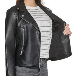 Chaqueta de cuero con cuello levantado a la moda para mujer de talla grande al por mayor Tops transpirables de punto ligeros de temporada de invierno - Product Image 3