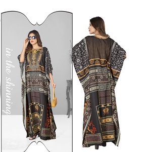 Afreen Exclusive Dernières Fancy KAftan pour les femmes Lavable Polyester Crêpe Digital Print Floor-Length Beachwear Inspiré Africain - Product Image 1