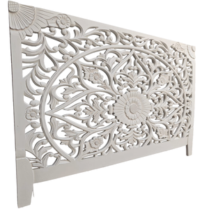 Hand Carving Antique Copper Brown Finish Wood Carving <b>Wall</b> <b>Mounted</b> Bedroom Furniture <b>Headboard</b> Mandala Luxury Residence Plaques - Product Image 2