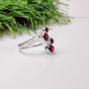 Unisex Fine Silver Ring with Red Garnet Gemstone Classic Style Light Weight and Attractive for Parties or Anniversaries - Product Image 4