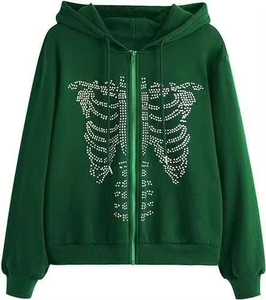 Sudaderas con capucha con diamantes de imitación para hombre de color sólido con suministro directo de fábrica de manga larga personalizada - Product Image 1