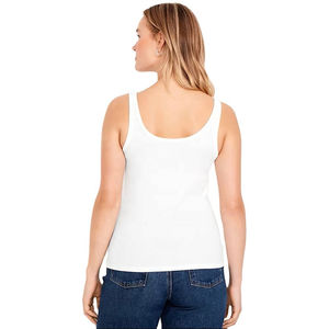 Camiseta sin Mangas Blanca de Alta Calidad para Mujer, Ajustada, de Algodón y Elastano, Informal y Deportiva, Proveedor de Marca Privada OEM - Product Image 3