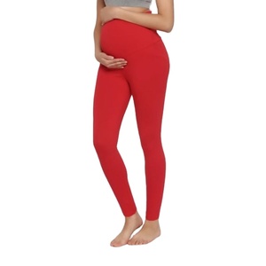 Logo de marque de distributeur Leggings taille haute stretch pour femmes coupe secrète pantalon de grossesse Leggings de maternité avec du fournisseur BD - Product Image 2