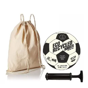 Высококачественный высокопрочный швейный мяч для футбола, размер 5, с тканевой сумкой и маленьким воздушным насосом, оптовая цена в Индии